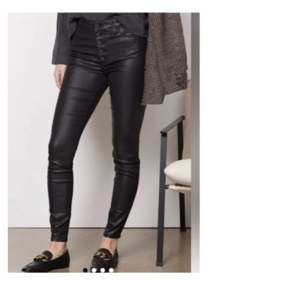 Kut from the Kloth Mia high rise black coated skinny button fly size 6 - Picture 1 of 3